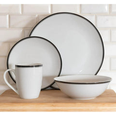 10 Strawberry Street Simply Coupe 16-Piece Ceramic Dinnerware Set, Black