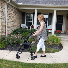 Equate Rolling Walker for Seniors, Rollator with Seat and Wheels, Black, 350 lb Capacity