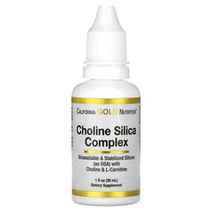 California Gold Nutrition, Choline Silica Complex, Bioavailable & Stabilized Silicon with Choline & L-Carnitine, 1 fl oz (30 ml) - USA MEGA SHOP