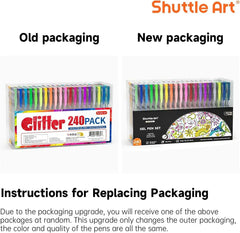 240 Pack Glitter Gel Pens, Shuttle Art 120 Colors Glitter Gel Pen Set with 120 Refills for Adult Coloring Books Craft Doodling - USA MEGA SHOP
