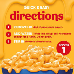 Velveeta Shells and Cheese Mac and Cheese, 8 Cups, for Easy Snacks or Dinner Sides, Original Flavor, 2.39 oz
