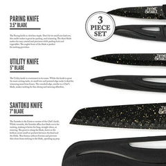 Thyme & Table Non-Stick Coated High Carbon Stainless Steel Speckled Kitchen Knives, 3 Piece Set - USA MEGA SHOP