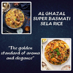 Al Ghazal Basmati Sela Rice Extra Long Super Basmati sela 10 Lbs / 4.54 kg, Non GMO, Extra Long Basmati Rice, White Rice, Vegan Dried Rice, BPA & Gluten Free, Zip Lock Bag, Non Sticky Grain - USA MEGA SHOP
