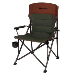 Ozark Trail Heavy Duty Hard Arm Camp Chair with Adjustable Cupholder, Tensioned Seat Farbic, Brown - USA MEGA SHOP