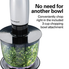 Hamilton Beach Immersion Hand Blender for Kitchen with Blending Wand, Whisk & Chopping Bowl, Silver - USA MEGA SHOP