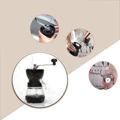 Baalaka Manual Coffee Bean Grinder Small, Ceramic Burr, 2 x 11oz Glass Jars, Stainless Steel Handle for Drip, Espresso, French Press & Turkish Brew - USA MEGA SHOP