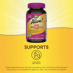Nature's Way, Alive! Hair, Skin & Nails Gummies, Strawberry, 60 Gummies
