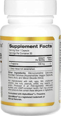 California Gold Nutrition, L-Theanine, Featuring AlphaWave, 100 mg, 30 Veggie Capsules