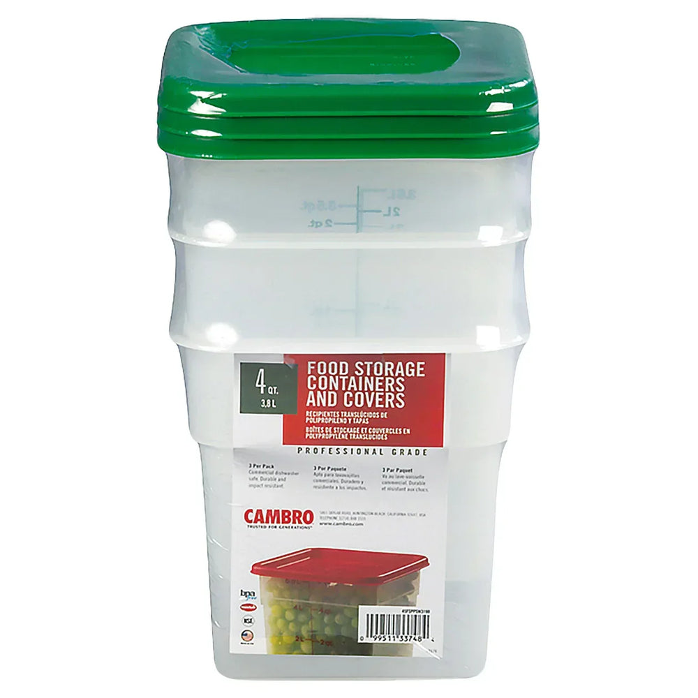 Cambro Square 4-Quart Food Storage Container with Lid, 3-count - USA MEGA SHOP