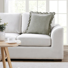 Home Decor Collection 19" x 19" Sage Green Scallop Flange Cotton-Rich Decorate Pillow