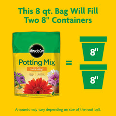 Miracle-Gro Potting Mix, For Indoor or Outdoor Potted Plants, Flowers, Shrubs, 8 qt.