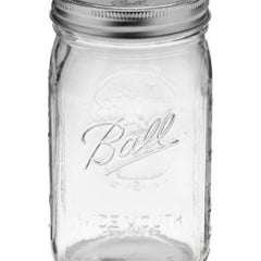 Ball Mason Glass Jar Wide Mouth with Lid and Band Quart 32 oz, 6-Pack