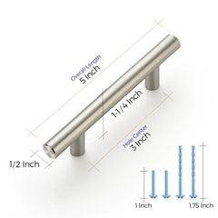 Ravinte 10 Pack 5" Cabinet Pulls Brushed Nickel Stainless Steel Kitchen Drawer Pulls Cabinet Handles 3" Hole Center