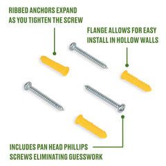 Hillman Multi-Material Ribbed Anchor Screws, #4-6 x 7/8", Plastic and Steel, 10 lbs, Yellow, 6 sets
