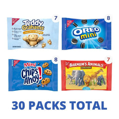 OREO, CHIPS AHOY!, Teddy Grahams Honey & Barnum'S Animal Crackers Variety Pack, 30 Snack Packs