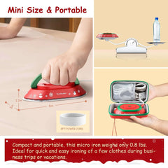 Newbealer Travel Iron with Global Voltage,Christmas Ready Gift,100-240V 0.8lb Ultra-Lightweight Mini Iron for Clothes,Xmas Gifts for Women,Girls(Red) - USA MEGA SHOP