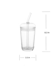 Better Homes & Gardens 16 oz Dome Lid Glass Tumbler, Clear