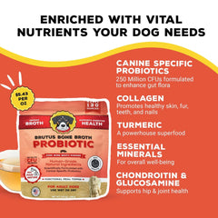 Brutus Bone Broth Probiotic Meal Toppers for Dogs Mega Pack (Pork) - Pet Food Topper - Bone Broth Powder Fortified - Pet Safe Human Grade Dog Food Topper - Makes Up to 130 Liquid Oz - USA MEGA SHOP