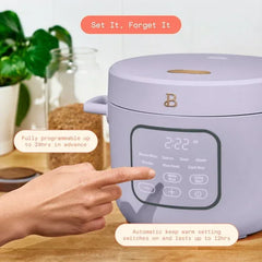 Beautiful 14-Cup Cooked, 6-Cups Uncooked Electric Rice and Grain Cooker, EverGoodâ„¢ Ceramic Nonstick Coating, Lavender by Drew Barrymore - USA MEGA SHOP