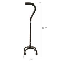 Equate Quad Walking Cane with Small Base – Height Adjustable, 300 lb Capacity