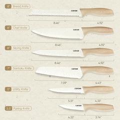 Carote 12Pcs Kitchen Knife Set with Blade Guards, White Granite Ceramic Knife, Stainless Steel