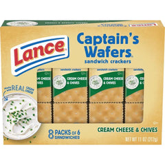 Sandwich Crackers, Captain'S Wafers Cream Cheese and Chives, 8 Packs, 6 Sandwiches Each