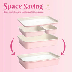 Paris Hilton 4-Piece Ceramic Nonstick Bakeware Set for Kitchen with Baking Sheet Pan, Cookie Sheet, Cake & Loaf Pan, Pink