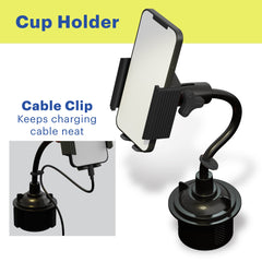 onn. 7-in-1 Universal Car Phone Mount Kit, Cup Holder, Vent, Dash, Windshield with Adjustable Ball Joint