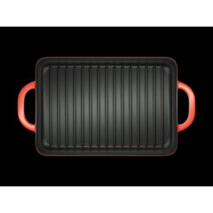 Lodge Cast Iron Enameled Cast Iron Grill Pan, Red