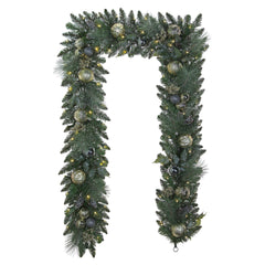 9' Pre-lit LED with Twinkle Artificial Decorated Garland, Metallic - USA MEGA SHOP