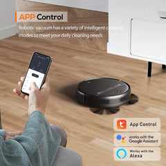 GOOVI Robot Vacuum Cleaner and Mop Combo with App WiFi and Remote Control Robotic Vacuums, Black