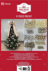 91 Count Champagne Christmas Tree Decorating Kit, by Holiday Time - USA MEGA SHOP