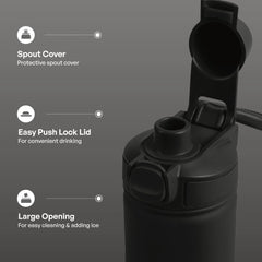 TAL 28oz Stainless Steel Ranger Push Lock Lid Water Bottle, Black