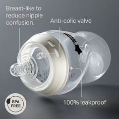 Tommee Tippee Natural Start Anti-Colic Baby Bottle, 11oz, Medium-Flow and Thicker Feed Breast-Like Nipple, Anti-Colic Valve, 1 Pack