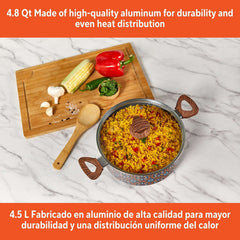 IMUSA 4.8qt Talavera Aluminum Black Ceramic Dutch Oven with Glass Lid & Wood Look Handles