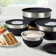 Tramontina 10-Piece Stainless Steel Mixing Bowls, Covers & Graters Included (Assorted Colors)