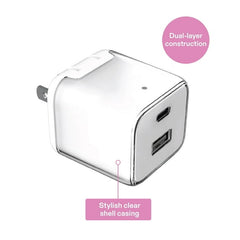 onn 32W Dual-Port USB-C & USB-A Wall Charger, Fast Charging, USB-IF Certified, Foldable Plug, Purple – Compatible with iPhone, iPad, AirPods, Samsung Galaxy, Note, Pixel & More