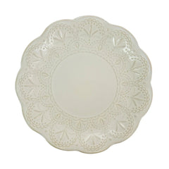 Elama White Lace 16 Piece Luxurious Stoneware Dinnerware with Complete Setting for 4