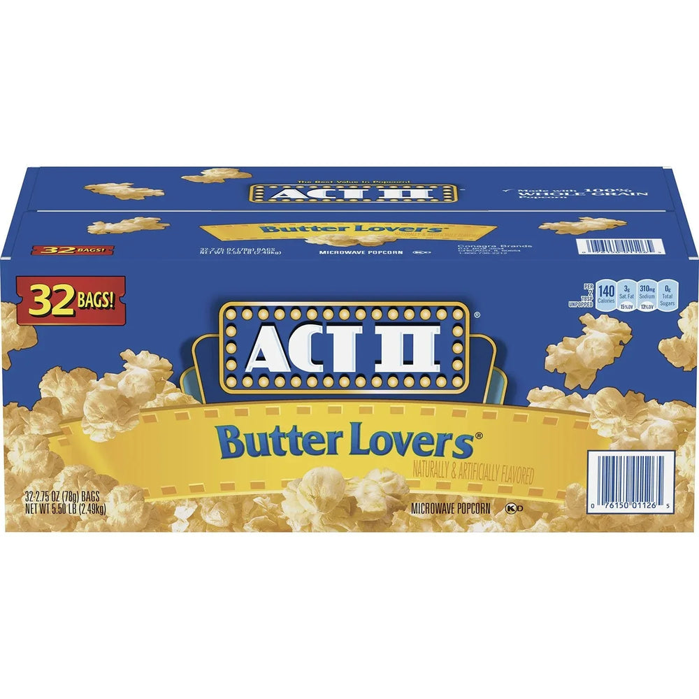 ACT II Butter Lovers Microwave Popcorn, 2.75 oz., 32 pk. - USA MEGA SHOP