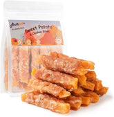 ASMPET Sweet Potato Dog Treats, Natural Chicken Jerky & Sweet Potato Chews for All Dogs, 15pcs