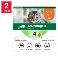 Advantage II Flea Topical Treatment for Cats 5-9 lbs, 4-doses, 2-count