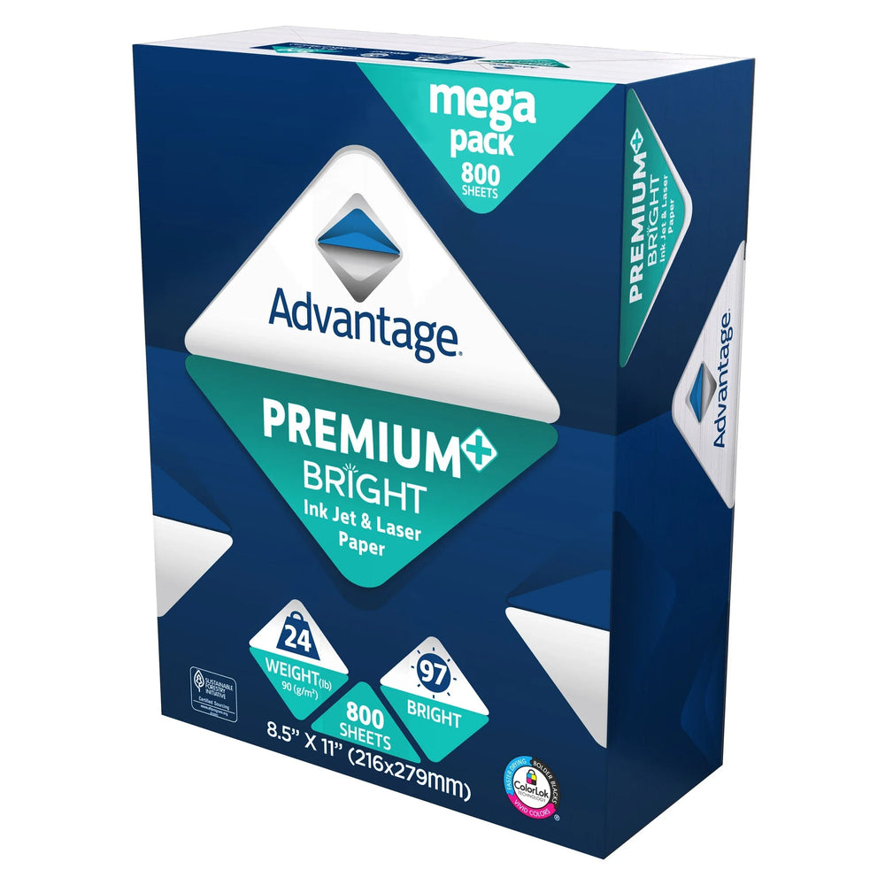 Advantage Premium Bright Ink Jet and Laser Paper, 8.5"x11" Letter, White, 24lb, 97 Bright, 1 Ream of 800 Sheets - USA MEGA SHOP