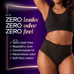 Always Discreet Boutique Incontinence Underwear, Maximum Protection, XL, Black, 9 Count