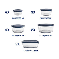 Anchor Hocking Glass Food Storage Containers with SnugFit Lids, 30 Piece Set