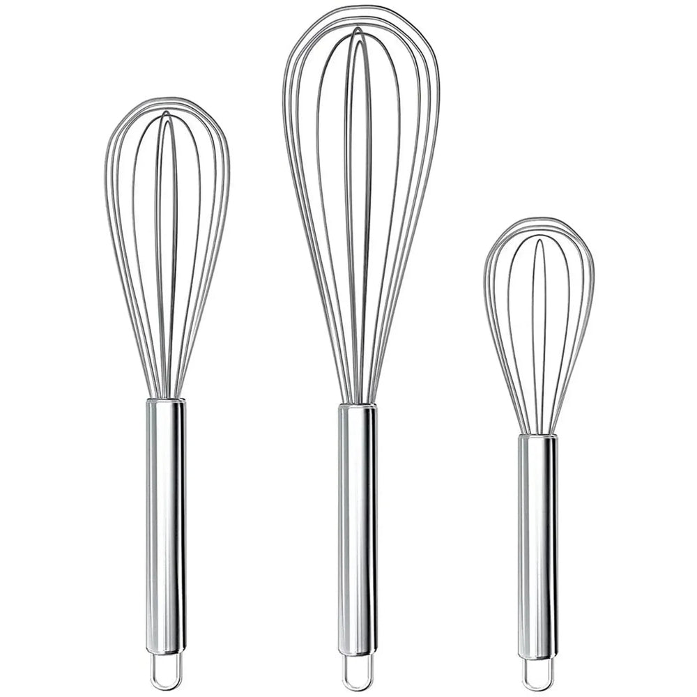 Apehuyuan 3 Pack Whisk Egg Stainless Steel Set 8"10"12" for Cooking Kitchen Strong Handles Balloon Wire Egg Beater for Stirring, Blending and Beating(Oval) - USA MEGA SHOP