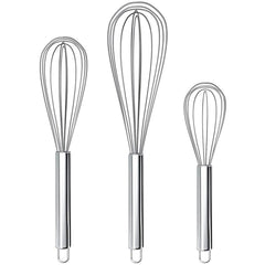 Apehuyuan 3 Pack Whisk Egg Stainless Steel Set 8"10"12" for Cooking Kitchen Strong Handles Balloon Wire Egg Beater for Stirring, Blending and Beating(Oval)