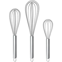 Apehuyuan 3 Pack Whisk Egg Stainless Steel Set 8"10"12" for Cooking Kitchen Strong Handles Balloon Wire Egg Beater for Stirring, Blending and Beating(Oval) - USA MEGA SHOP