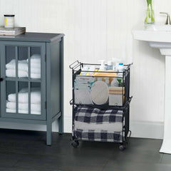 Artesa Presa Set of 2 Stacking Storage Baskets with Wheels - USA MEGA SHOP