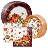 Artstyle Oval Paper Plate and Napkin Bundle, Spectacular Harvest, 200-count - USA MEGA SHOP
