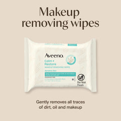 Aveeno Calm + Restore Unscented Makeup Remover Facial Wipes, 25 Count